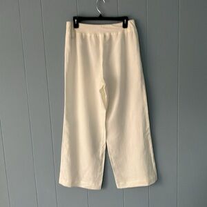 White Linen Jones NewYork High Waist Wide Leg Pants Pull-on Lightweight Beach